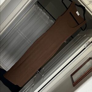 Dress Forum Brown Ribbed Sleeveless Dress